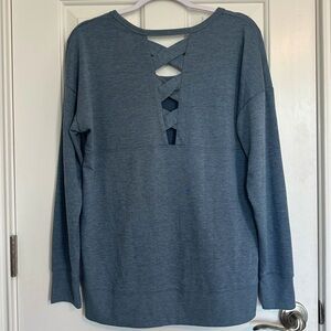 Balance Collection Blue Longsleve with Crisscross Back